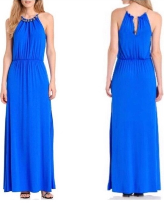 Lilly Pulitzer Dresses & Skirts - Lilly Pulitzer Royal Blue Dress with Gold Chain Detail And Embellished Neckline